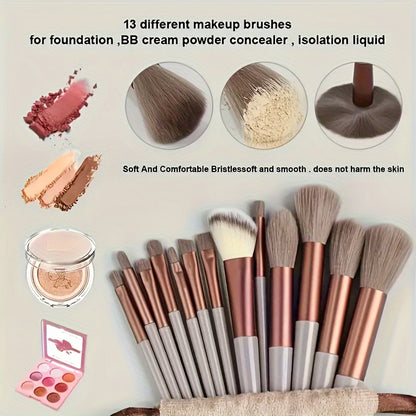 Free Shipping On Orders Over $30 From This Provider13PCS Professional Makeup Brush Set, Soft Polyester Bristles For Flawless Beauty, Hypoallergenic Nylon Bristles, All Skin Types