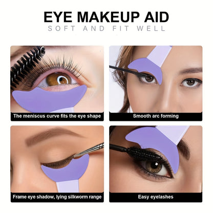 [3pcs Silicone Makeup Tool Set] 3pcs Silicone Makeup Tool Set - Eyeliner & Mascara Shields, Fragrance-Free Beauty Accessories