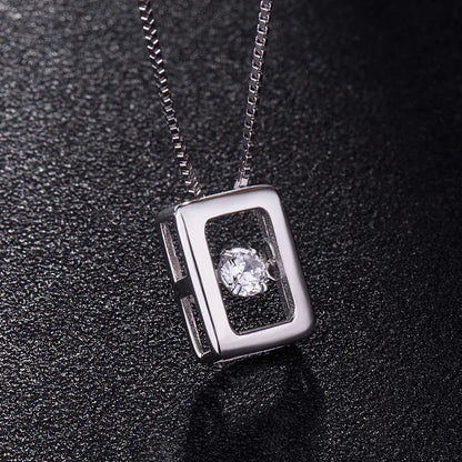 Dynamic Stone Pendant Silver Necklace - Minimalist Jewelry