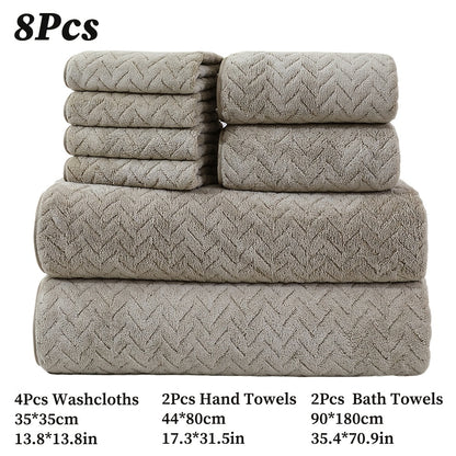 [High Quality Bath Towels] 8pcs Extra Large Bath Towels Set - High Quality 400GSM Microfiber Material - Including 4 Washcloths + 2 Hand Towels + 2 Bath Sheets Towels, Good Water Absorption, Beauty Makeup Accessories, Bathroom