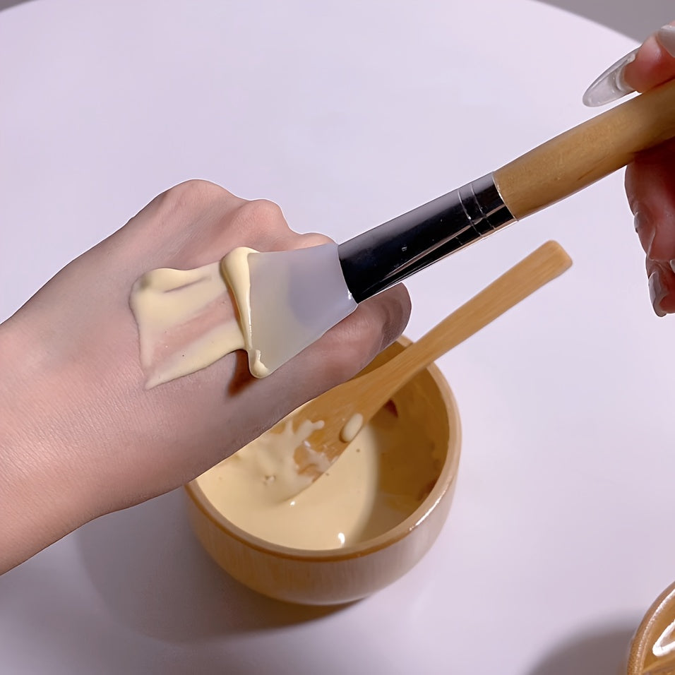 6pcs/11pcs set of natural bamboo DIY high-end facial mask care tools, including facial mask bowl, facial mask brush and bamboo tray, for beauty salons and personal SPA skin care