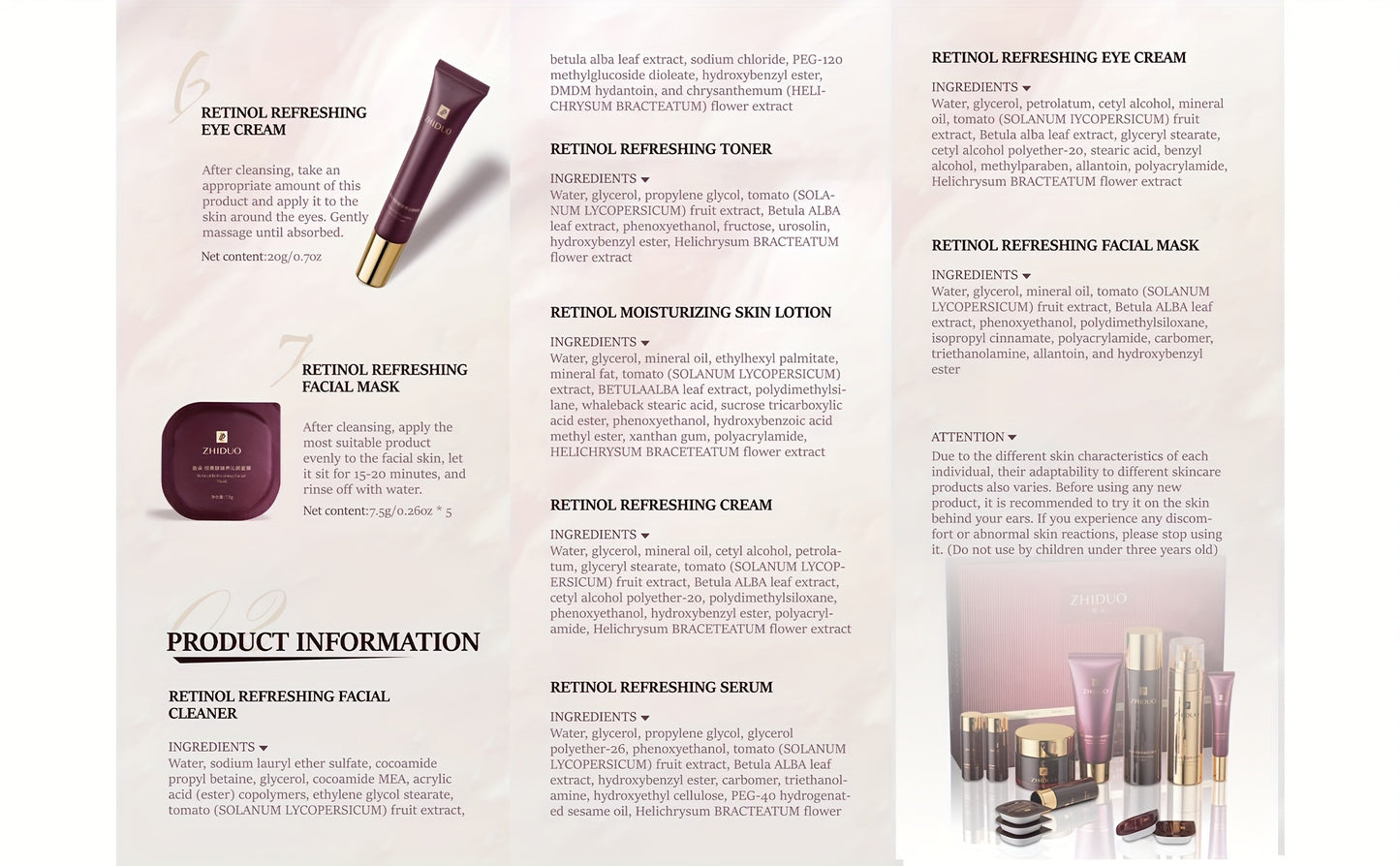 Anti-aging skincare set with 9pcs of retinol to gently care for the skin | A complete skincare routine Korean beauty skincare gift set, including cleanser, toner, lotion, essence, cream, eye cream, suitable for wife, ladies,