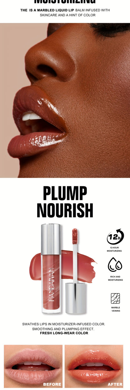 Marble Lip Glaze, Moisturizing Long-Lasting Liquid Lipstick, Lip Gloss, Vibrant Color Selection, 0.14oz Each, Non-Stick Formula, High-Shine Finish, Lightweight Beauty Makeup