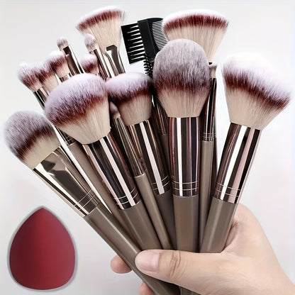 Valentine'S Day Gift Complete Function Makeup Brush Kit Premium Synthetic Eyeshadow Foundation Face Blending Blush Brush Concealer Eye Makeup Brush Set Ideal For Makeup Beginner Artist Holiday Gift Atmosphere Holidays Beauty