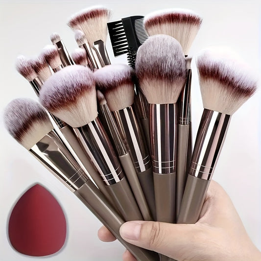 Valentine'S Day Gift Complete Function Makeup Brush Kit Premium Synthetic Eyeshadow Foundation Face Blending Blush Brush Concealer Eye Makeup Brush Set Ideal For Makeup Beginner Artist Holiday Gift Atmosphere Holidays Beauty