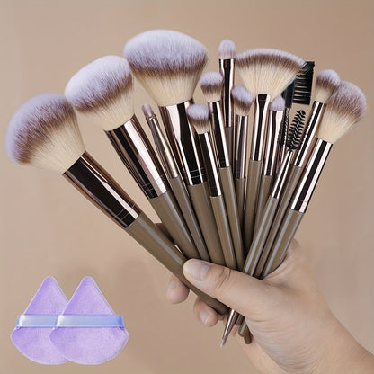 Premium Champagne Golden Makeup Brushes With Travel Portable Case Professional Foundation Blush Eyeshadow Blending Makeup Beauty Tool Christmas Gift Ideal For Women Create Flawless Makeup - Gift Set Mother's Day Gift