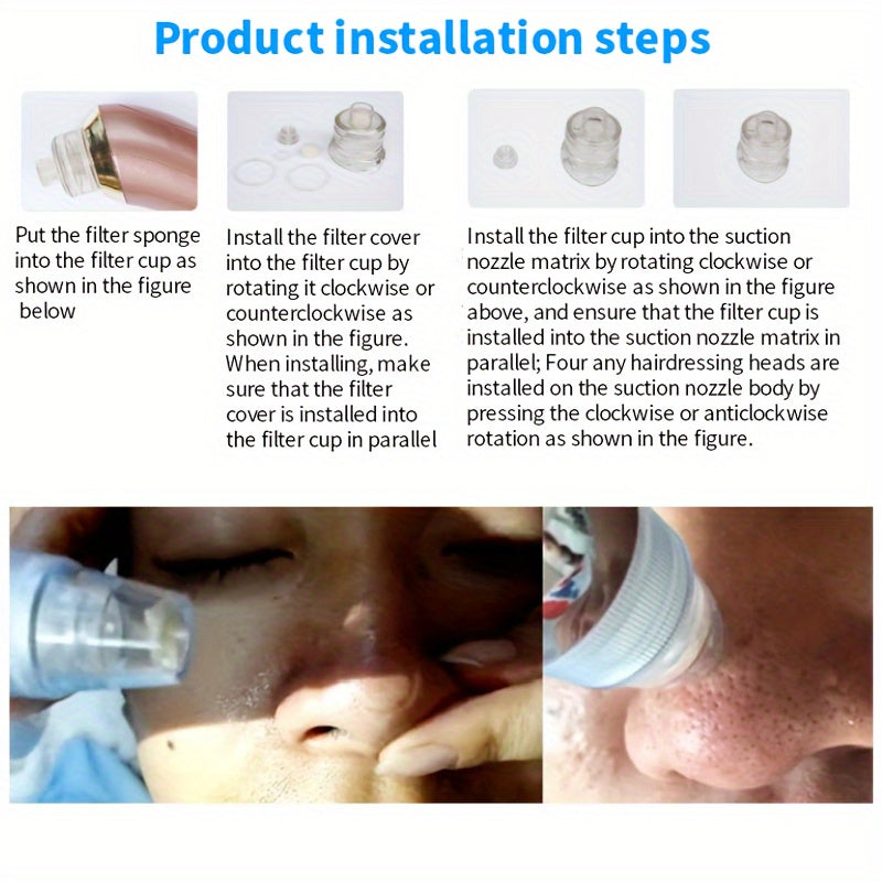 Face Pore Cleaner, Electric Blackhead Removal Beauty Instrument Vacuum Suction Face Pores Cleaning Device for Face Skin Deep Cleansing