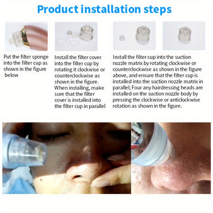 Face Pore Cleaner, Electric Blackhead Removal Beauty Instrument Vacuum Suction Face Pores Cleaning Device for Face Skin Deep Cleansing