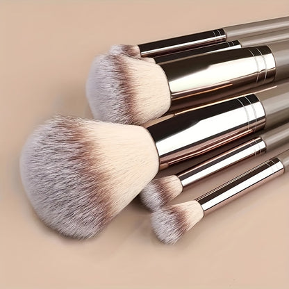 Premium Champagne Golden Makeup Brushes With Travel Portable Case Professional Foundation Blush Eyeshadow Blending Makeup Beauty Tool Christmas Gift Ideal For Women Create Flawless Makeup - Gift Set Mother's Day Gift