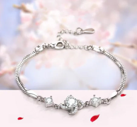 Jewelry Set with Diamonds: Necklace, Bracelet, Earrings