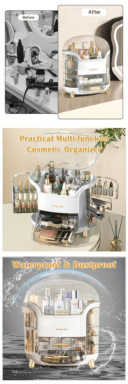Makeup Storage Organiser with Clear Lid, Skincare Organiser Drawers Beauty Holder Cosmetic Organisers for Bathroom, DressingTable Organiser Dustproof Waterproof