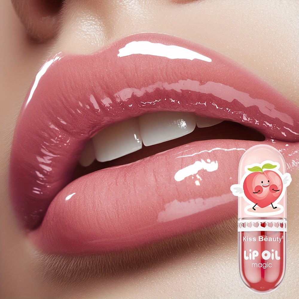 1pc Kiss Beauty Lip Oil Magic, Moisturizing Lip Balm, Waterproof Lip Gloss, All Skin Types, Exfoliating Lip Treatment, Valentine's Day Gift, 3.38oz Liquid