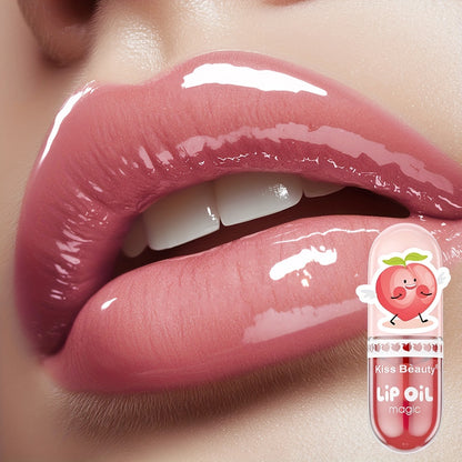 1pc Kiss Beauty Lip Oil Magic, Moisturizing Lip Balm, Waterproof Lip Gloss, All Skin Types, Exfoliating Lip Treatment, Valentine's Day Gift, 3.38oz Liquid