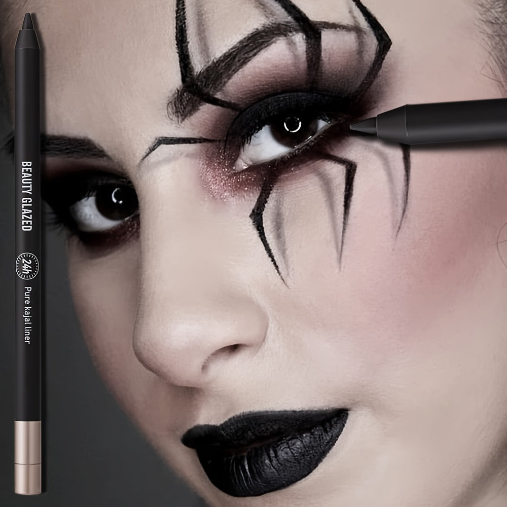 [Hot Selling] BEAUTY GLAZED 2pcs Dark Style Makeup Set - Matte Black Lipstick & Long-Lasting Waterproof Eyeliner, Perfect for Halloween & Smoky Looks
