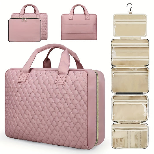 [2pcs Bag] 2-in-1large-capacity Removable Cosmetic Bag, Summer Travel Multi-compartment Hanging Toiletry Bag, With Brush Storage, Universal Portable Beauty Essentials Large Makeup Bag-hanging Toiletry Travel Bag, Suitable For