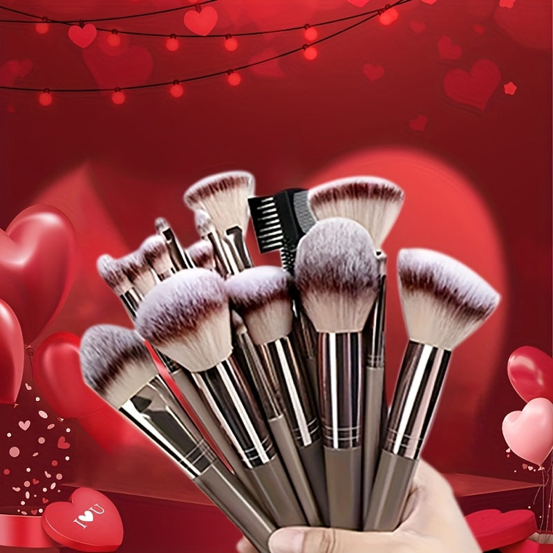 Valentine'S Day Gift Complete Function Makeup Brush Kit Premium Synthetic Eyeshadow Foundation Face Blending Blush Brush Concealer Eye Makeup Brush Set Ideal For Makeup Beginner Artist Holiday Gift Atmosphere Holidays Beauty
