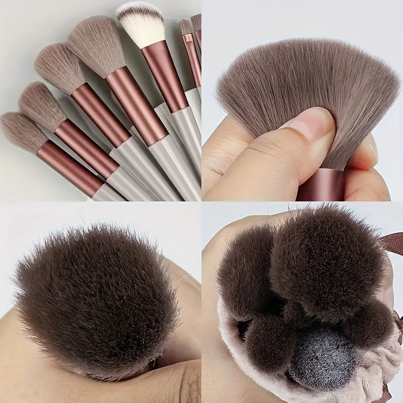 13-Piece Makeup Brush Set, Soft Fluffy Synthetic Bristles, For Foundation, Powder, Eyeshadow, Kabuki & Cosmetic Blending, Includes Beauty Sponge