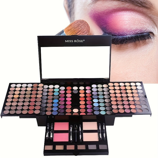 180-Color Piano Eyeshadow & Makeup Artistry Kit - Luxurious Blush, Contour, Foundation & Liquid Eyeliner Set - Portable, Smudge-Proof, Ideal Gift for Womens Beauty Collection