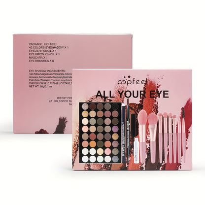 40 Color Eye Shadow Makeup Gift Box - Beginner Makeup Tools Combination Set with Eye Black Eye Shadow Brush, Eyeliner, and Eyebrow Pencil - Perfect Beauty Solution