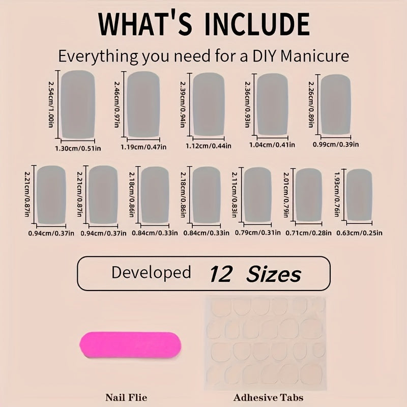 24pcs Square Press-On Nails, Purple Floral & White Floral Design, Medium Length, Glossy Finish, False Nails for Women, Beauty & Personal Care, Nail Art Accessories