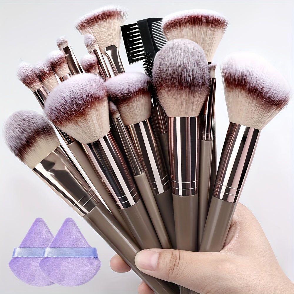 Premium Champagne Golden Makeup Brushes With Travel Portable Case Professional Foundation Blush Eyeshadow Blending Makeup Beauty Tool Christmas Gift Ideal For Women Create Flawless Makeup - Gift Set Mother's Day Gift