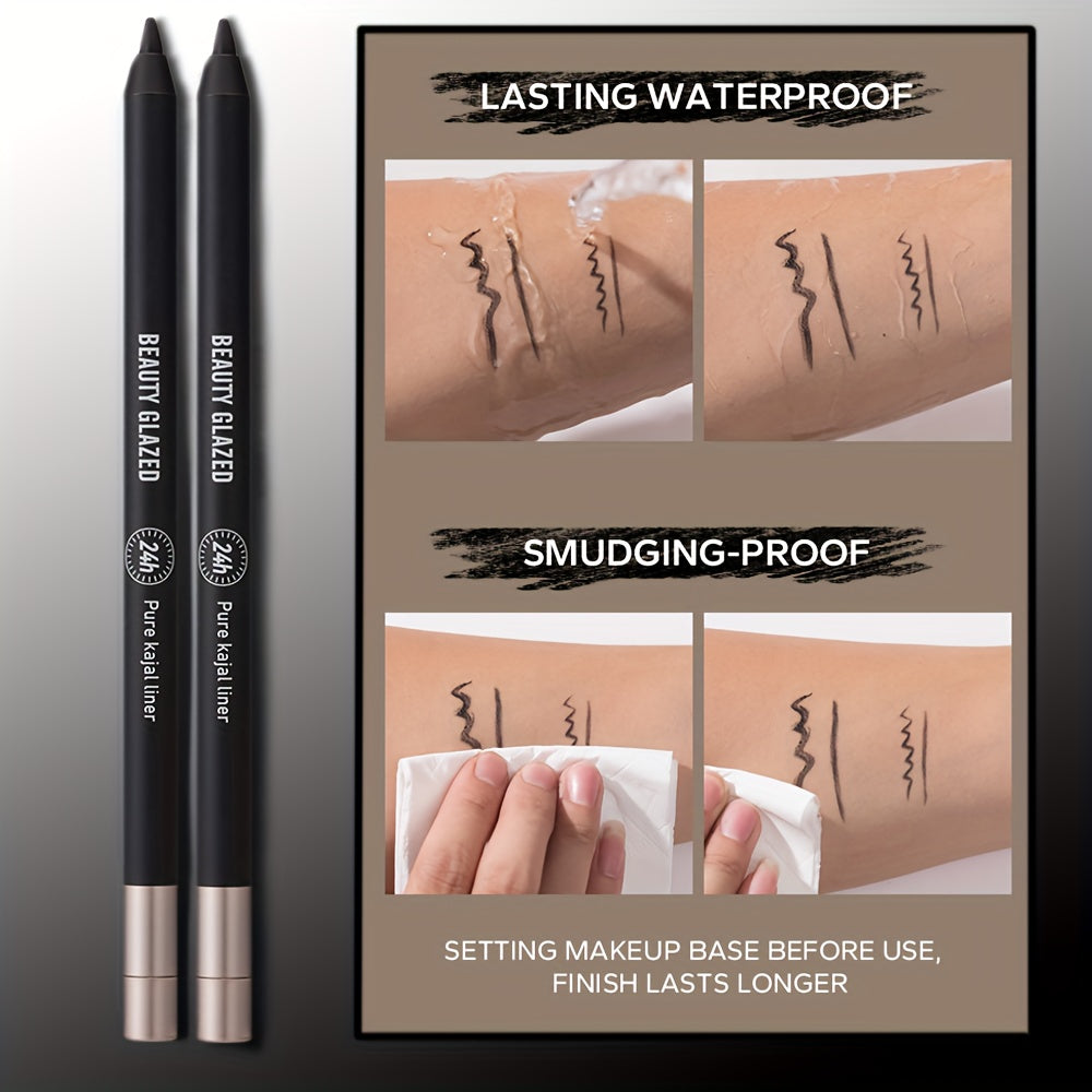 [Hot Selling] BEAUTY GLAZED 2pcs Dark Style Makeup Set - Matte Black Lipstick & Long-Lasting Waterproof Eyeliner, Perfect for Halloween & Smoky Looks