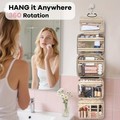 [2pcs Bag] 2-in-1large-capacity Removable Cosmetic Bag, Summer Travel Multi-compartment Hanging Toiletry Bag, With Brush Storage, Universal Portable Beauty Essentials Large Makeup Bag-hanging Toiletry Travel Bag, Suitable For