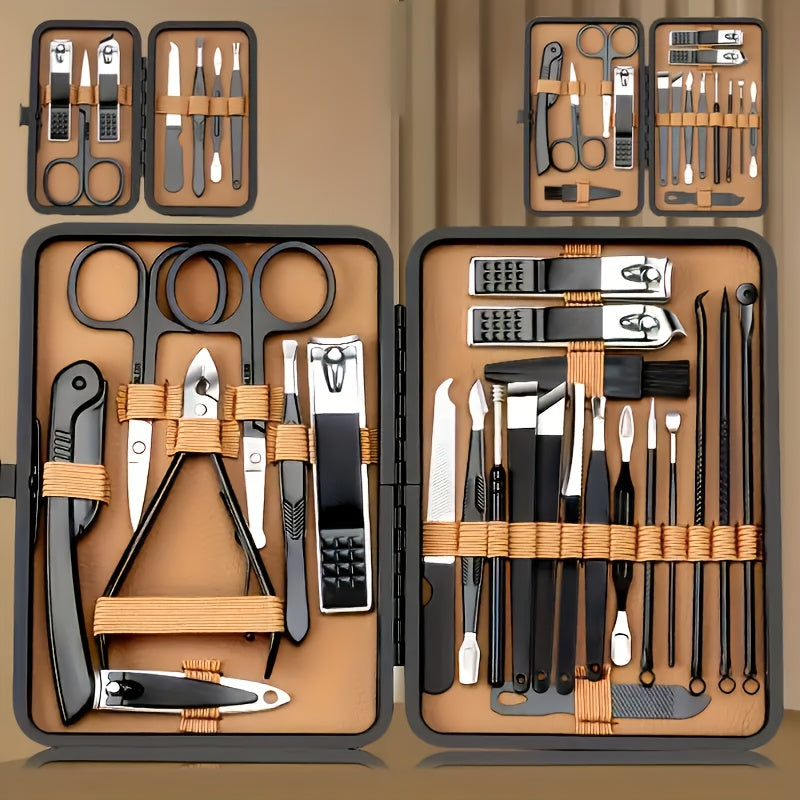 16pcs luxury stainless steel nail and foot repair kit, professional nail clippers, scissors and beauty tools with portable box, fragrance-free, perfect for care, a perfect gift for men and women