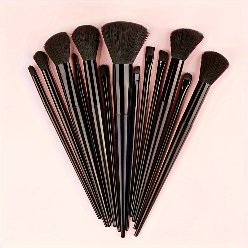 13-Piece Makeup Brush Set, Soft Fluffy Synthetic Bristles, For Foundation, Powder, Eyeshadow, Kabuki & Cosmetic Blending, Includes Beauty Sponge