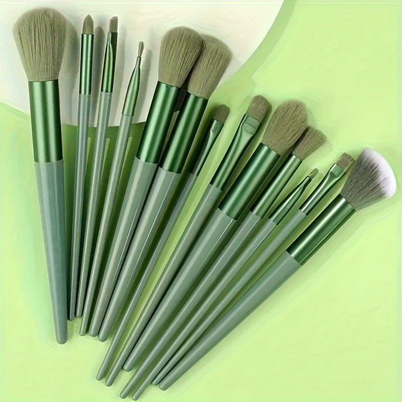 13-Piece Makeup Brush Set, Soft Fluffy Synthetic Bristles, For Foundation, Powder, Eyeshadow, Kabuki & Cosmetic Blending, Includes Beauty Sponge