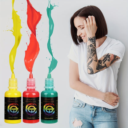 14 color ink set, 14 pigment ink 0.5 oz (about 14.2 grams)15 ml/bottle, suitable for 3D makeup beauty skin body art, pigment ink set for professionals and enthusiasts (14 colors, black, red, white, etc.)