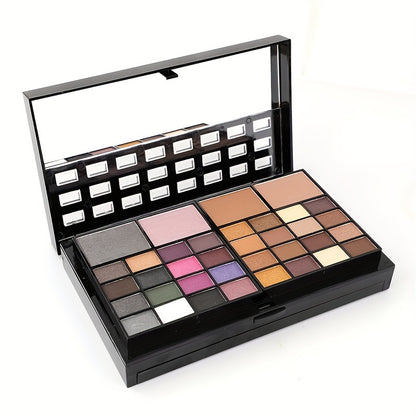 74-Color Glamour Makeup Palette - Vibrant Eye Shadow & Lip Colors, Glitter Cream, All-In-One Beauty Kit with Blendable Formulas, Long-Lasting, Highly Pigmented, Includes Brushes, Portable & Travel-Friendly Cosmetics Collectio