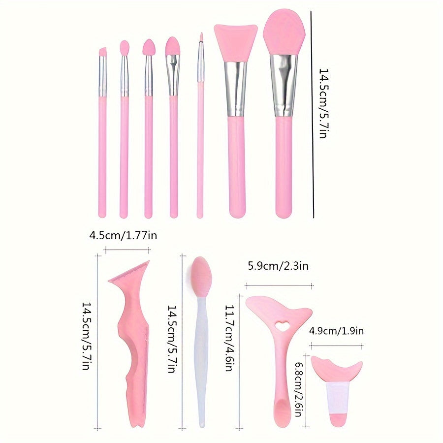 1 set of 11 silicone makeup mask brushes beauty tools + multi-functional eye makeup auxiliary tools nose brush blackhead brush silicone beauty ruler lazy person makeup auxiliary ruler eyelash mascara eyeliner eye shadow block