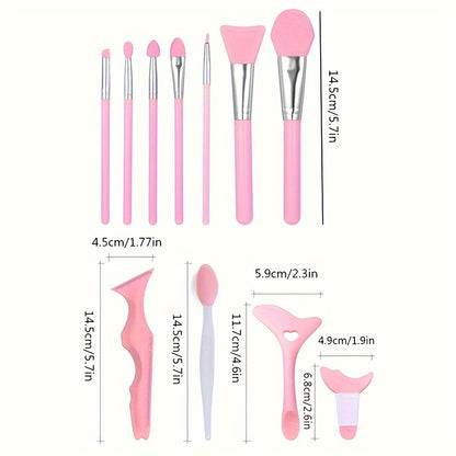 1 set of 11 silicone makeup mask brushes beauty tools + multi-functional eye makeup auxiliary tools nose brush blackhead brush silicone beauty ruler lazy person makeup auxiliary ruler eyelash mascara eyeliner eye shadow block