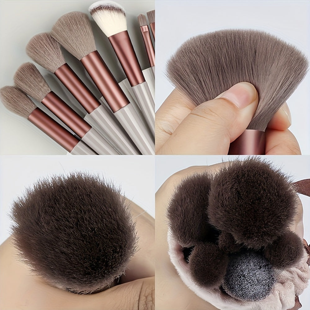 Synthetic Fibers Makeup Brush Set - Professional Foundation, Concealer, Eye Shadow, Blending Brushes - Manual Use, Plastic Handle Beauty Tools For Flawless Makeup Application