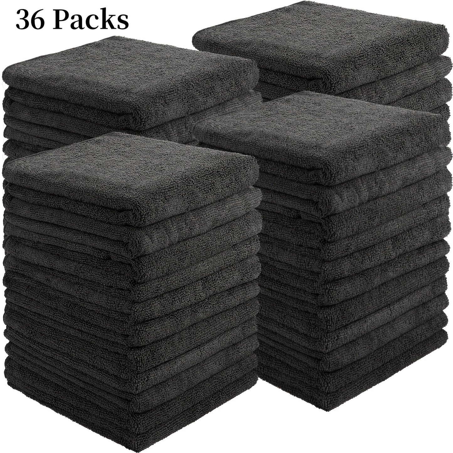 Patelai 36-Pack Microfiber Salon Towels - Absorbent, Bleach Resistant, Ideal for Gym, Spa, Shaving, Shampooing, Hair Drying - 16x28 Inches, Black - For Hair Stylists, Salon Owners & Home Use - Perfect Gift for Beauty Lovers