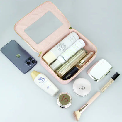 Colorful Saffiano Portable Cosmetic Case Makeup Bag