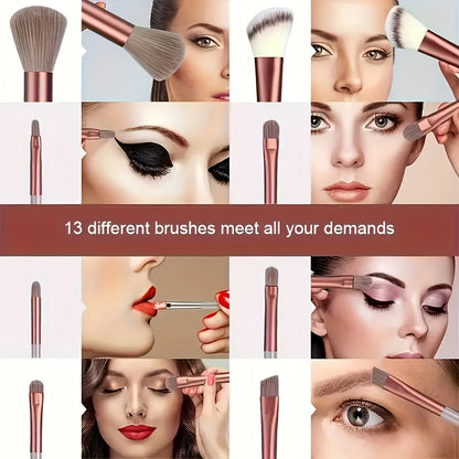 Free Shipping On Orders Over $30 From This Provider13PCS Professional Makeup Brush Set, Soft Polyester Bristles For Flawless Beauty, Hypoallergenic Nylon Bristles, All Skin Types