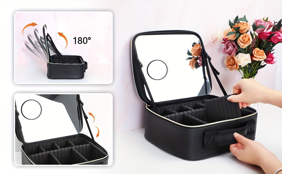 Travel Makeup Bag Make up Case with Mirror Cosmetic Makeup Box Organizer Vanity Case for Women Beauty Tools Accessories Case