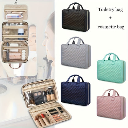 [2pcs Bag] 2-in-1large-capacity Removable Cosmetic Bag, Summer Travel Multi-compartment Hanging Toiletry Bag, With Brush Storage, Universal Portable Beauty Essentials Large Makeup Bag-hanging Toiletry Travel Bag, Suitable For