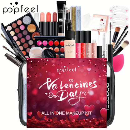 POPFEEL Valentine'S Day Makeup Gift Set for Her, Multi-Item Cosmetic Kit, Mixed Color System, Paste Form, All-in-One Beauty Collection, Romantic Present for Girlfriend/Wife