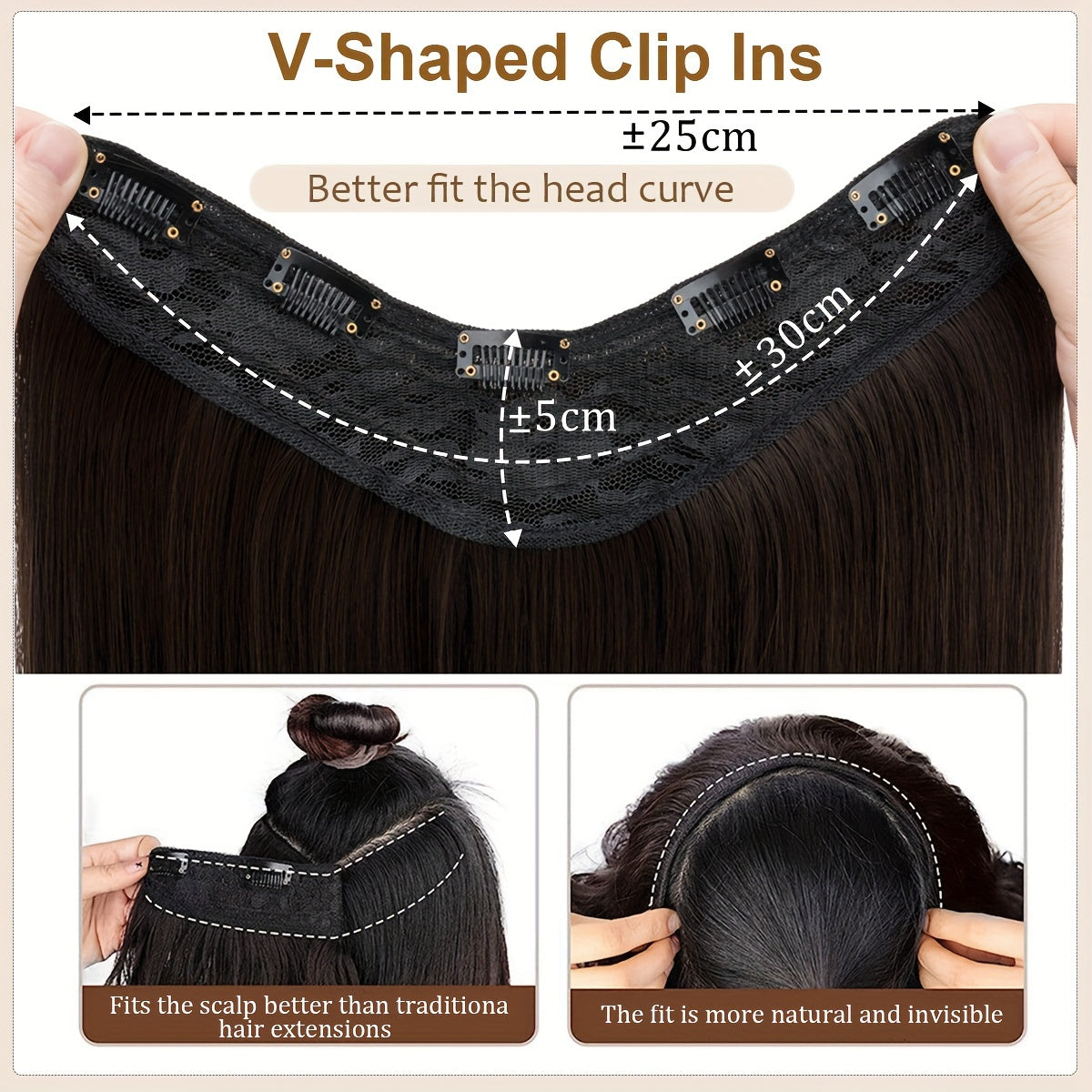 V-Shaped Real Remy Clip In Human Hair Extensions One Piece 3/4 Full Head Weft Straight Hair Human Hair With Seamless Weft Silky Straight For Women