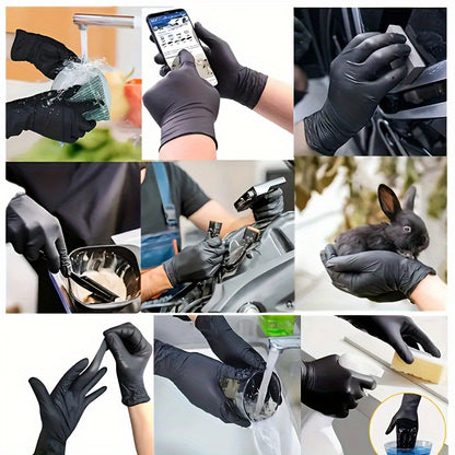 100pcs Durable Nitrile Gloves - BPA & Latex-Free, Waterproof for Kitchen Cleaning, Tattoos, Hair Dye, Pet Care & Beauty Salons