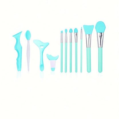 1 set of 11 silicone makeup mask brushes beauty tools + multi-functional eye makeup auxiliary tools nose brush blackhead brush silicone beauty ruler lazy person makeup auxiliary ruler eyelash mascara eyeliner eye shadow block