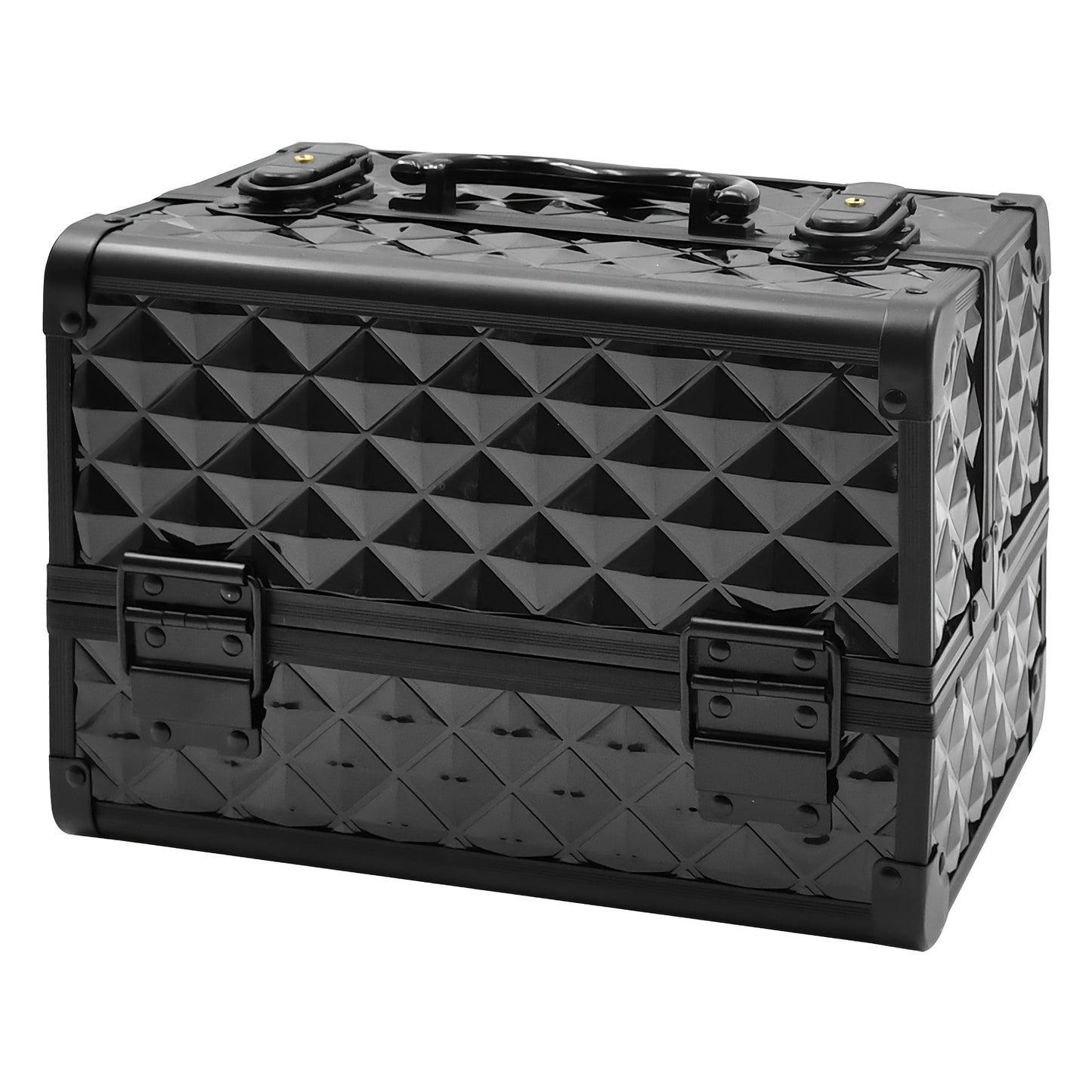 1pcs Aluminum Alloy Train Case Professional Portable Makeup Box with Handle, Unisex-adult Metal Cosmetic Organizer with Lock, Non-Waterproof Large Storage Travel Case for Makeup Artist, Beauty Accessories, Unscented - Pink Wh