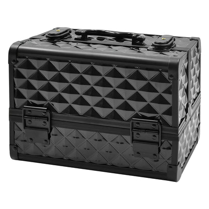 1pcs Aluminum Alloy Train Case Professional Portable Makeup Box with Handle, Unisex-adult Metal Cosmetic Organizer with Lock, Non-Waterproof Large Storage Travel Case for Makeup Artist, Beauty Accessories, Unscented - Pink Wh