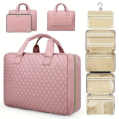 [2pcs Bag] 2-in-1large-capacity Removable Cosmetic Bag, Summer Travel Multi-compartment Hanging Toiletry Bag, With Brush Storage, Universal Portable Beauty Essentials Large Makeup Bag-hanging Toiletry Travel Bag, Suitable For