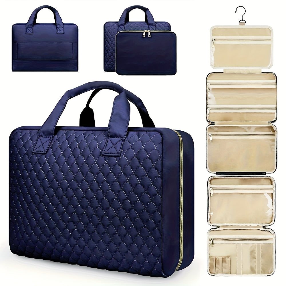 [2pcs Bag] 2-in-1large-capacity Removable Cosmetic Bag, Summer Travel Multi-compartment Hanging Toiletry Bag, With Brush Storage, Universal Portable Beauty Essentials Large Makeup Bag-hanging Toiletry Travel Bag, Suitable For