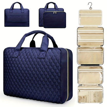 [2pcs Bag] 2-in-1large-capacity Removable Cosmetic Bag, Summer Travel Multi-compartment Hanging Toiletry Bag, With Brush Storage, Universal Portable Beauty Essentials Large Makeup Bag-hanging Toiletry Travel Bag, Suitable For