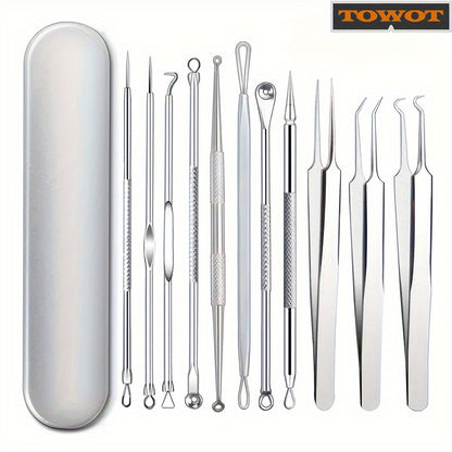 11pcs Blackhead Remover For Face, Professional Stainless Micro-Needling Removal Tools Kit, Needling Beauty Needle Elbow Hook Needle Tool, Pimple Popper Tool Kit For Quick And Easy Removal Of Pimples, Blackheads, Zit Removing